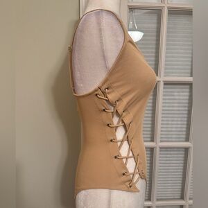 NWT Tan Side Lace-Up Bodysuit